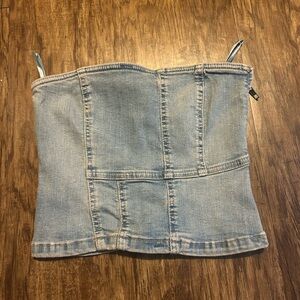 Women's Light Blue Denim Corset Top